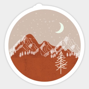 Boho Circle Shape Warm toned landscape Mounted Print Sticker